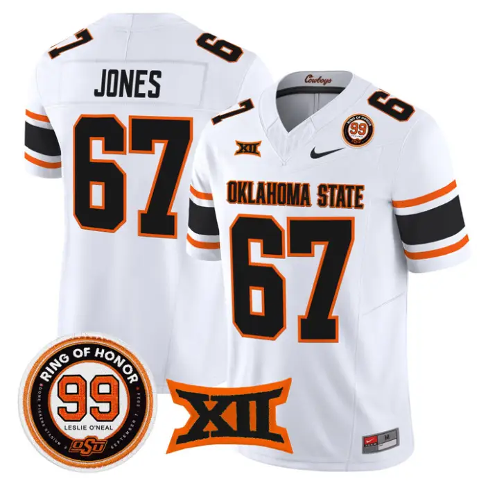 Trevin Jones Jersey #67 Oklahoma State 2026 Leslie O'neal Stitched 5 Trevin Jones Jersey #67 Oklahoma State 2026 Leslie O'neal Stitched by My Store NCAA Football Jerseys