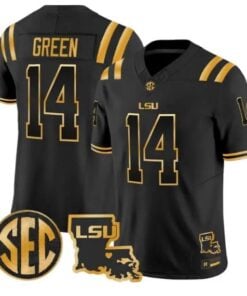 Trey'Dez Green #14 LSU Tigers 2026 Louisiana Patch Gold All Stitched 6 Trey'Dez Green #14 LSU Tigers 2026 Louisiana Patch Gold All Stitched by My Store NCAA Football Jerseys