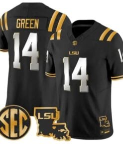 Trey'Dez Green #14 LSU Tigers 2026 Louisiana Patch Gold All Stitched 7 Trey'Dez Green #14 LSU Tigers 2026 Louisiana Patch Gold All Stitched by My Store NCAA Football Jerseys
