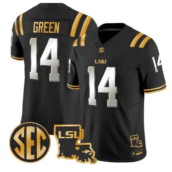 Trey'Dez Green #14 LSU Tigers 2026 Louisiana Patch Gold All Stitched 3 Trey'Dez Green #14 LSU Tigers 2026 Louisiana Patch Gold All Stitched by My Store NCAA Football Jerseys