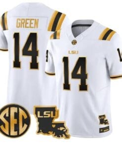 Trey'Dez Green #14 LSU Tigers 2026 Louisiana Patch Gold All Stitched 8 Trey'Dez Green #14 LSU Tigers 2026 Louisiana Patch Gold All Stitched by My Store NCAA Football Jerseys