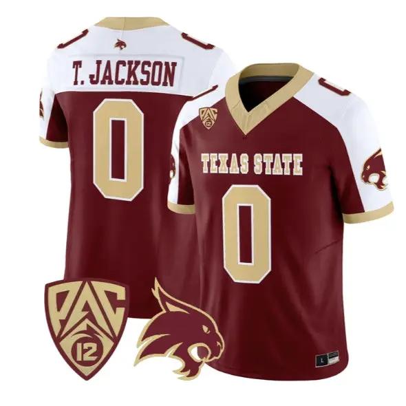 Tymere_Jackson_Jersey_0_Texas_State_Bobcats_2026_Vapor_All_Stitched_Maroon_Alter - Malcom Terry Tymere Jackson Jersey #0 Texas State Bobcats 2026 Vapor All Stitched by My Store NCAA Football Jerseys