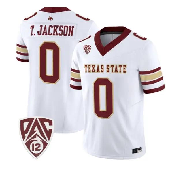 Tymere_Jackson_Jersey_0_Texas_State_Bobcats_2026_Vapor_All_Stitched_White - Malcom Terry Tymere Jackson Jersey #0 Texas State Bobcats 2026 Vapor All Stitched by My Store NCAA Football Jerseys