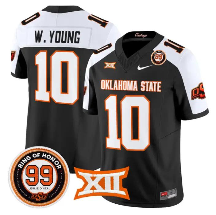 Wyatt Young Jersey #10 Oklahoma State 2026 Leslie O'neal Stitched by My Store NCAA Football Jerseys