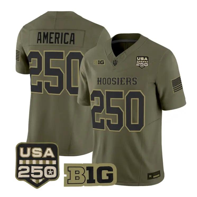America Jersey #250 Indiana Hoosiers 2026 Salute to Service All Stitched Olive 1 America Jersey #250 Indiana Hoosiers 2026 Salute to Service All Stitched Olive by My Store NCAA Football Jerseys