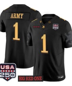 Army Jersey #1 Army Black Knights 2026 Big Red One USA250 Patch Vapor Stitched by My Store NCAA Football Jerseys