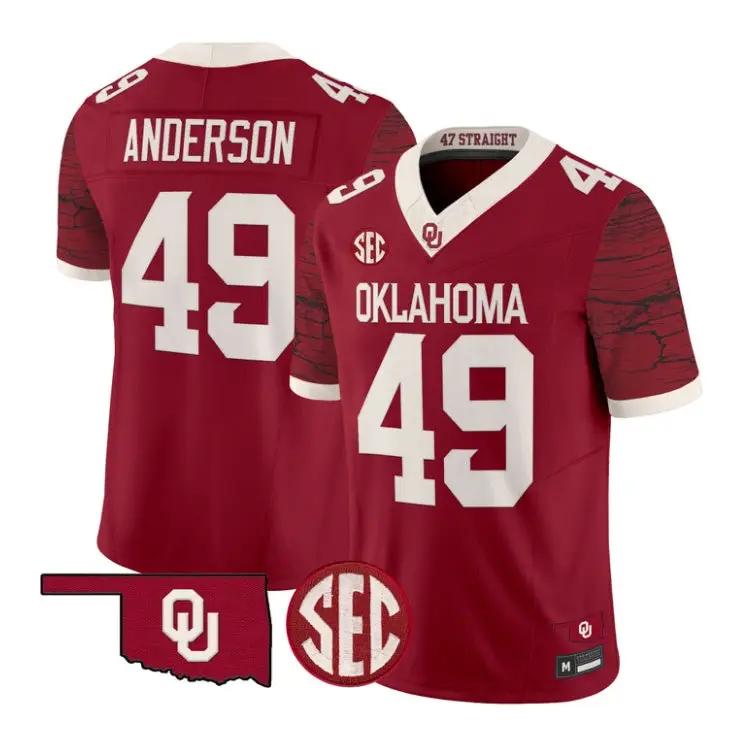 Ben Anderson Jesey #49 Oklahoma Sooners 2026 Rough Rider Vapor Stitched 2 Ben Anderson Jesey #49 Oklahoma Sooners 2026 Rough Rider Vapor Stitched by My Store NCAA Football Jerseys
