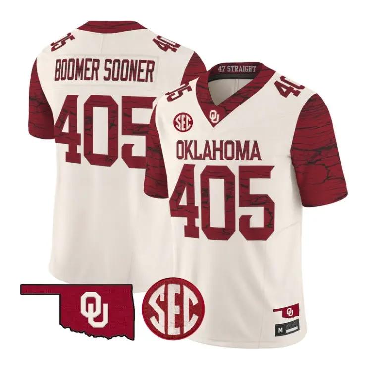 Boomer Sooner Jesey #405 Oklahoma Sooners 2026 Rough Rider Vapor Stitched 1 Boomer Sooner Jesey #405 Oklahoma Sooners 2026 Rough Rider Vapor Stitched by My Store NCAA Football Jerseys