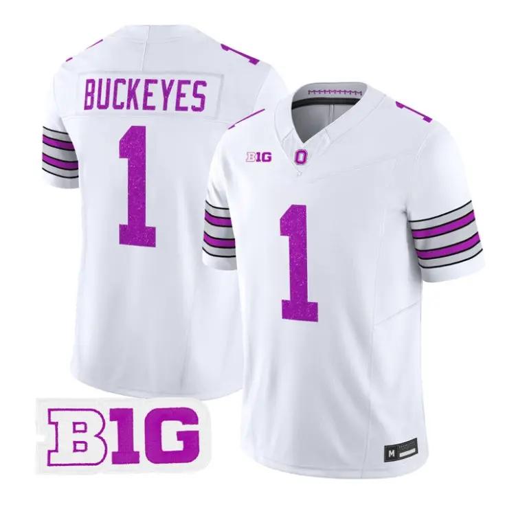 Buckeyes Jersey #1 Ohio State Buckeyes Glitter Vapor All Stitched by My Store NCAA Football Jerseys