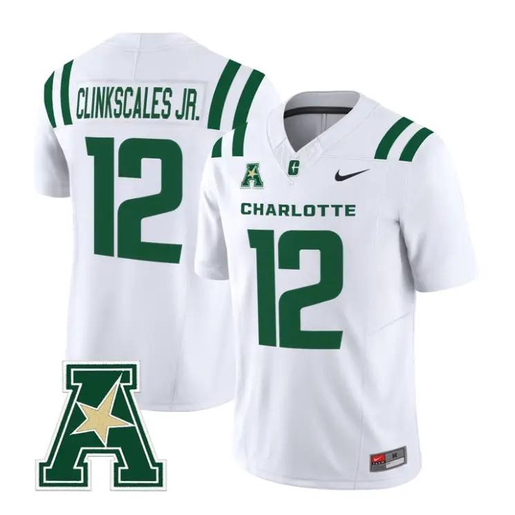 CJ Clinkscales Jr Jersey #12 Charlotte 49ers 2026 Vapor All Stitched 3 CJ Clinkscales Jr Jersey #12 Charlotte 49ers 2026 Vapor All Stitched by My Store NCAA Football Jerseys