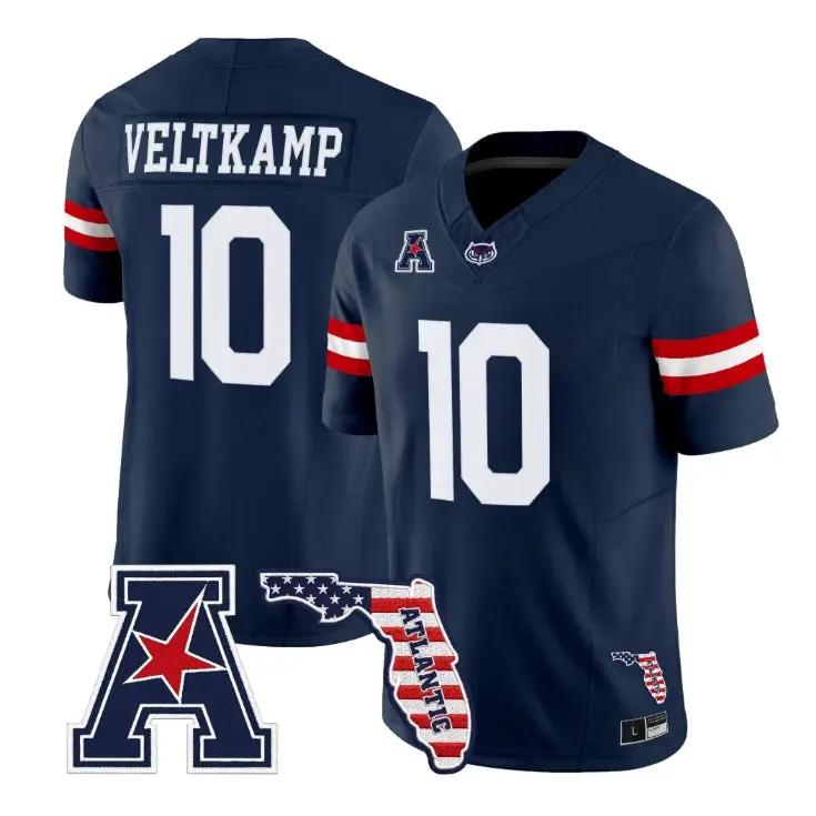 Caden Veltkamp Jersey #10 Florida Atlantic Owls 2026 Florida Patch Stitched by My Store NCAA Football Jerseys