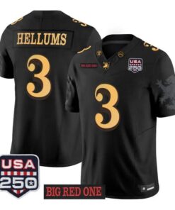Cale Hellums Jersey #3 Army Black Knights 2026 Big Red One USA 250 Patch Stitched by My Store NCAA Football Jerseys