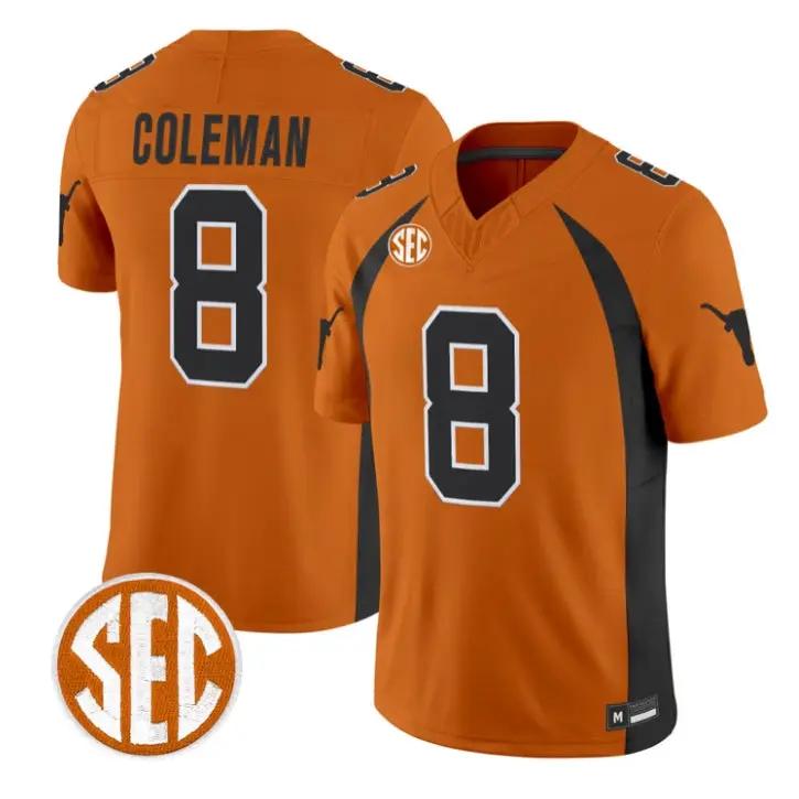 Cam Coleman Jersey #8 Texas Longhorns 1990 Throwback 2026 Vapor Limited Stitched 1 Cam Coleman Jersey #8 Texas Longhorns 1990 Throwback 2026 Vapor Limited Stitched by My Store NCAA Football Jerseys