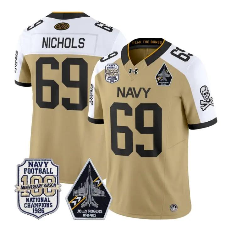 Cam Nichols Jersey #69 Navy Midshipmen 100th Anni Patch All Stitched 1 Cam Nichols Jersey #69 Navy Midshipmen 100th Anni Patch All Stitched by My Store NCAA Football Jerseys