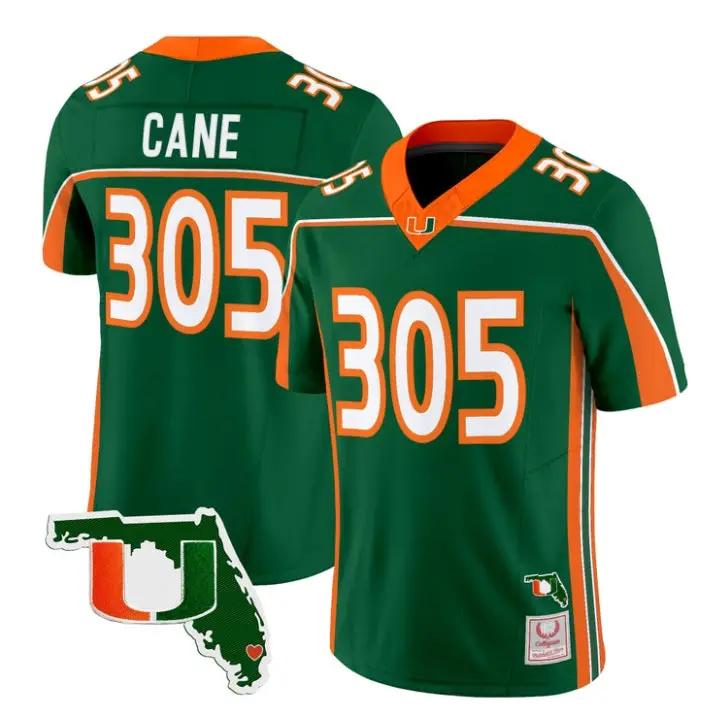 Cane Jersey #305 Miami Hurricanes Throwback 2026 Florida Patch Stitched 1 Cane Jersey #305 Miami Hurricanes Throwback 2026 Florida Patch Stitched by My Store NCAA Football Jerseys