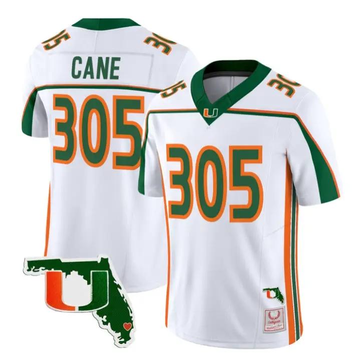 Cane Jersey #305 Miami Hurricanes Throwback 2026 Florida Patch Stitched 3 Cane Jersey #305 Miami Hurricanes Throwback 2026 Florida Patch Stitched by My Store NCAA Football Jerseys