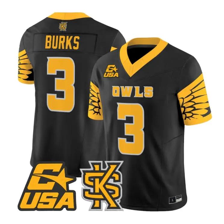 Chandler Burks Jersey #3 Kennesaw State Owls 2026 Vapor All Stitched 2 Chandler Burks Jersey #3 Kennesaw State Owls 2026 Vapor All Stitched by My Store NCAA Football Jerseys