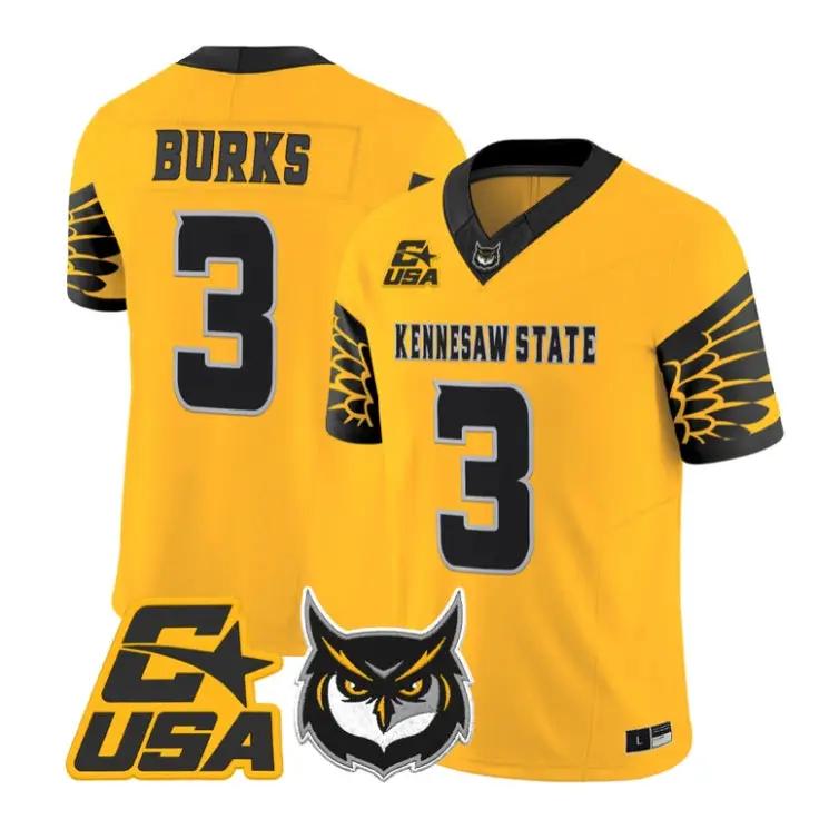 Chandler Burks Jersey #3 Kennesaw State Owls 2026 Vapor All Stitched 4 Chandler Burks Jersey #3 Kennesaw State Owls 2026 Vapor All Stitched by My Store NCAA Football Jerseys
