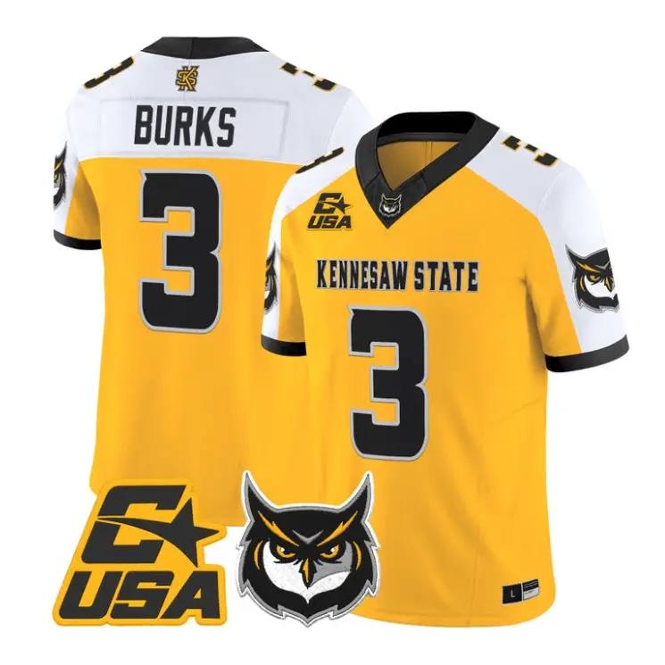 Chandler Burks Jersey #3 Kennesaw State Owls 2026 Vapor All Stitched 3 Chandler Burks Jersey #3 Kennesaw State Owls 2026 Vapor All Stitched by My Store NCAA Football Jerseys