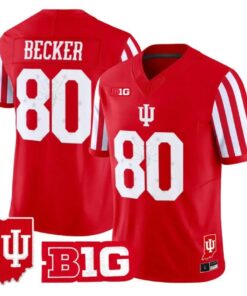 Charlie Becker Jersey #80 Indiana Hoosiers 2026 Indiana State Patch All Stitched by My Store NCAA Football Jerseys