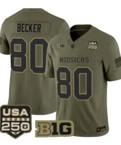 Charlie Becker Jersey #80 Indiana Hoosiers 2026 Salute to Service Stitched Olive by My Store NCAA Football Jerseys