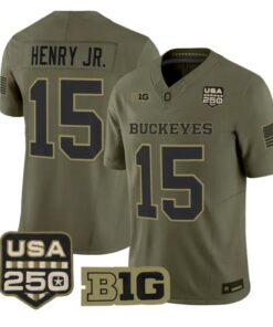 Chris Henry Jr Jersey #15 Ohio State Buckeyes 2026 Vapor Limited Stitched Olive by My Store NCAA Football Jerseys