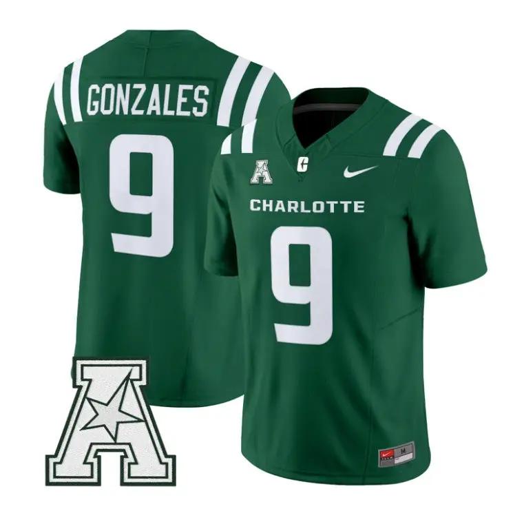 Cole Gonzales Jersey #9 Charlotte 49ers 2026 Vapor Limited Stitched by My Store NCAA Football Jerseys