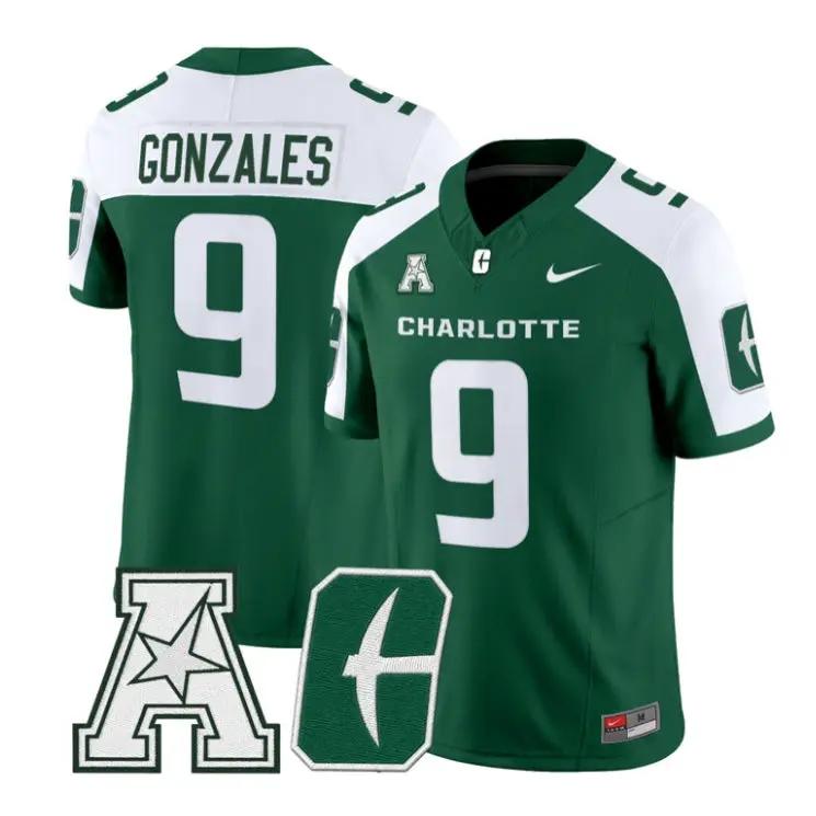 Cole Gonzales Jersey #9 Charlotte 49ers 2026 Vapor Limited Stitched by My Store NCAA Football Jerseys