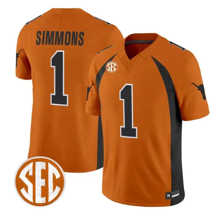 Colin Simmons Jersey #1 Texas Longhorns 1990 Throwback 2026 Vapor All Stitched 1 Colin Simmons Jersey #1 Texas Longhorns 1990 Throwback 2026 Vapor All Stitched by My Store NCAA Football Jerseys