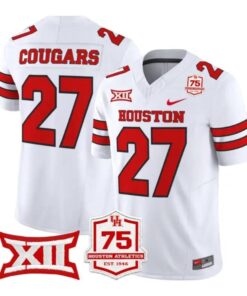 Cougars Jersey #27 Houston Cougars 2026 Football Vapor Limited Stitched White by My Store NCAA Football Jerseys