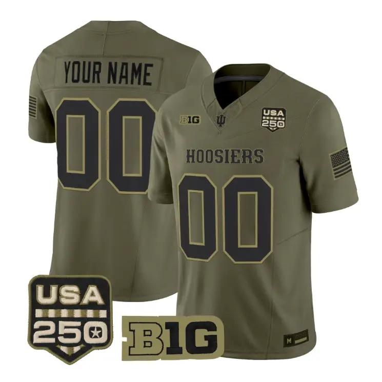 Custom Indiana Hoosiers Jersey 2026 Salute to Service Vapor All Stitched Olive 1 Custom Indiana Hoosiers Jersey 2026 Salute to Service Vapor All Stitched Olive by My Store NCAA Football Jerseys