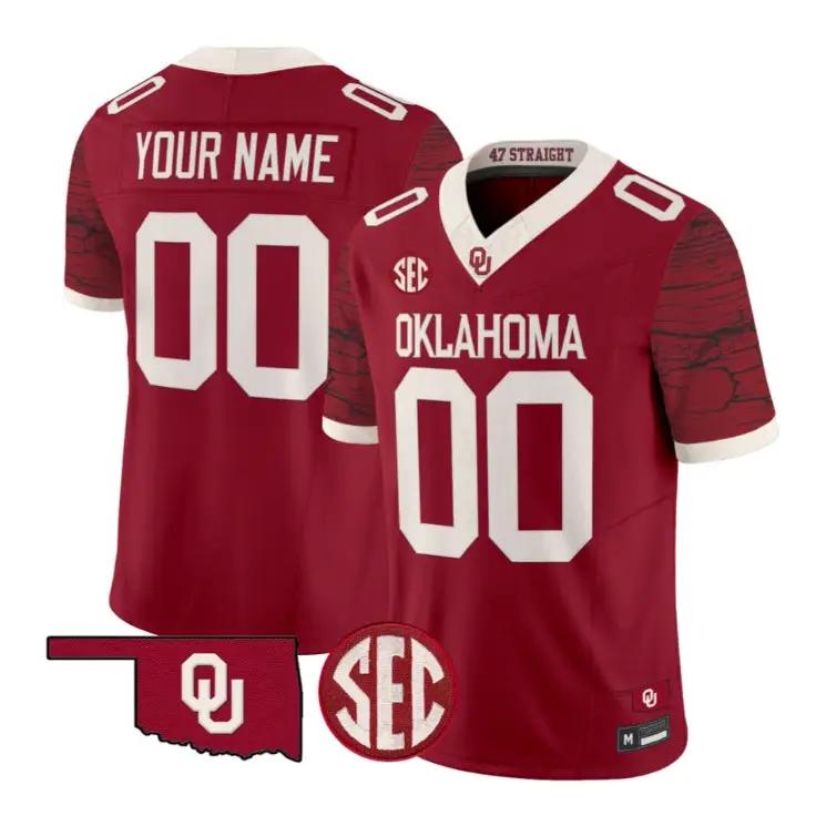 Custom Oklahoma Sooners Jersey 2026 Rough Rider Vapor Limited Stitched by My Store NCAA Football Jerseys