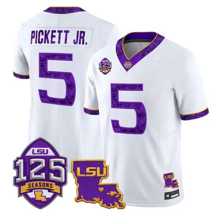 DJ Pickett Jersey #5 LSU Tigers Silent Season of 1918 Louisiana Patch Stitched 1 DJ Pickett Jersey #5 LSU Tigers Silent Season of 1918 Louisiana Patch Stitched by My Store NCAA Football Jerseys