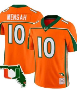 Darian Mensah Jersey #10 Miami Hurricanes Throwback Florida Patch Stitched by My Store NCAA Football Jerseys