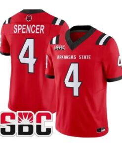 Devin Spencer Jersey #4 Arkansas State Red Wolves 2026 Stitched by My Store NCAA Football Jerseys