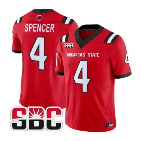 Devin Spencer Jersey #4 Arkansas State Red Wolves 2026 Stitched 2 Devin Spencer Jersey #4 Arkansas State Red Wolves 2026 Stitched by My Store NCAA Football Jerseys