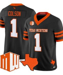EJ Colson Jersey #1 UTEP Miners 2026 Going Dark in the Sun City Vapor Stitched by My Store NCAA Football Jerseys