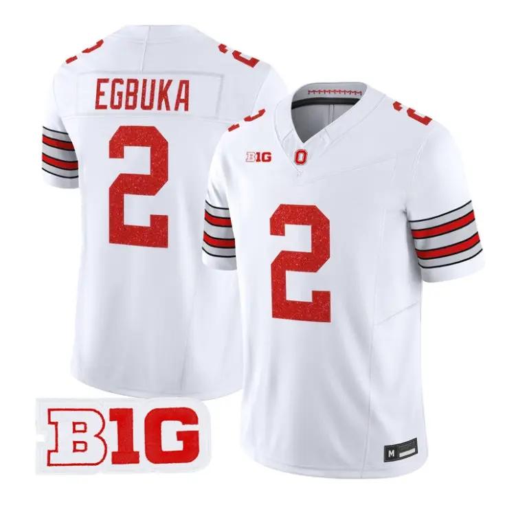 Emeka Egbuka Jersey #2 Ohio State Buckeyes Glitter Vapor All Stitched by My Store NCAA Football Jerseys