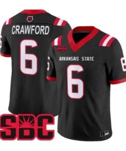 Ethan Crawford Jersey #6 Arkansas State Red Wolves 2026 Stitched by My Store NCAA Football Jerseys