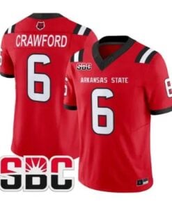 Ethan Crawford Jersey #6 Arkansas State Red Wolves 2026 Stitched by My Store NCAA Football Jerseys