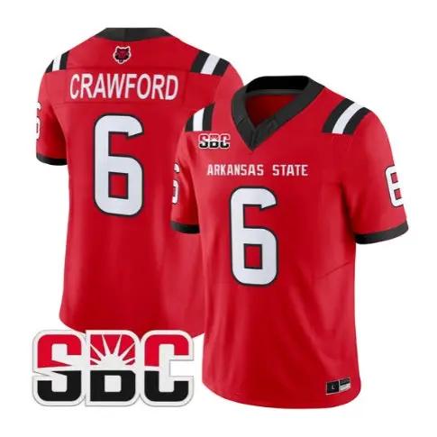 Ethan Crawford Jersey #6 Arkansas State Red Wolves 2026 Stitched 2 Ethan Crawford Jersey #6 Arkansas State Red Wolves 2026 Stitched by My Store NCAA Football Jerseys