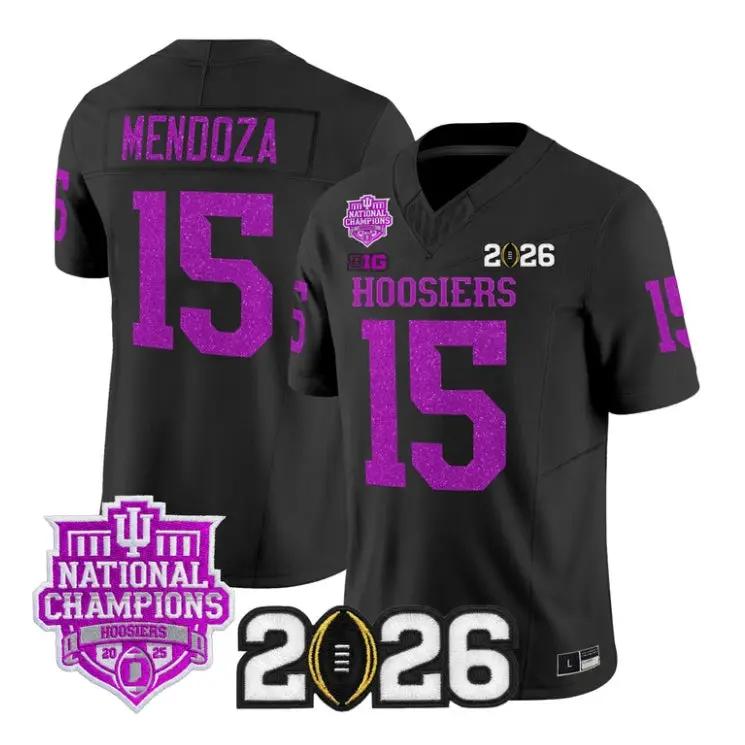 Fernando Mendoza Jersey #15 Indiana Hoosiers 2026 Glitter Stitched by My Store NCAA Football Jerseys