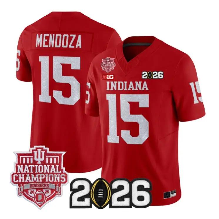 Fernando Mendoza Jersey #15 Indiana Hoosiers 2026 Glitter Stitched by My Store NCAA Football Jerseys