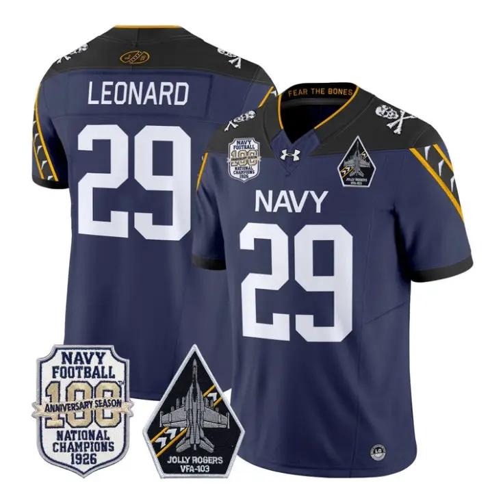 Gage Leonard Jersey #29 Navy Midshipmen 100th Anni Patch All Stitched by My Store NCAA Football Jerseys