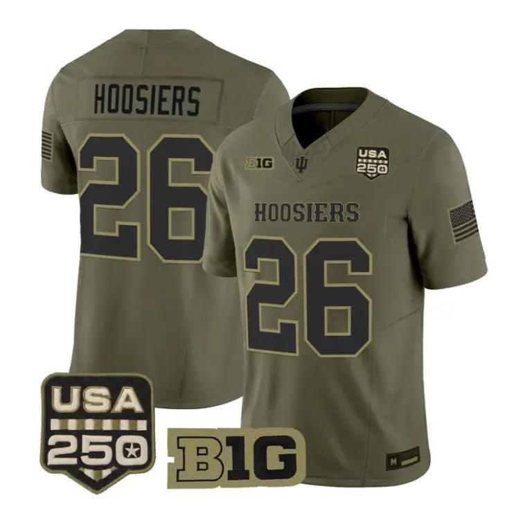 Hoosiers Jersey #26 Indiana Hoosiers 2026 Salute to Service All Stitched Olive 1 Hoosiers Jersey #26 Indiana Hoosiers 2026 Salute to Service All Stitched Olive by My Store NCAA Football Jerseys