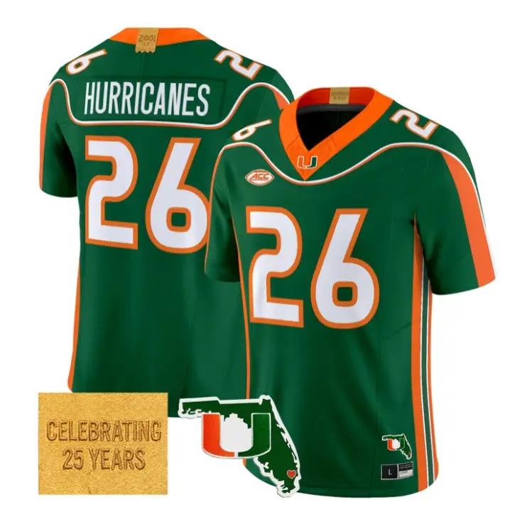Hurricanes Jersey #26 Miami Hurricanes 2001 Throwback 2026 Vapor Stitched 1 Hurricanes Jersey #26 Miami Hurricanes 2001 Throwback 2026 Vapor Stitched by My Store NCAA Football Jerseys