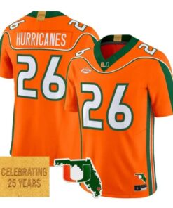 Hurricanes Jersey #26 Miami Hurricanes 2001 Throwback 2026 Vapor Stitched 5 Hurricanes Jersey #26 Miami Hurricanes 2001 Throwback 2026 Vapor Stitched by My Store NCAA Football Jerseys