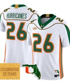 Hurricanes Jersey #26 Miami Hurricanes 2001 Throwback 2026 Vapor Stitched 6 Hurricanes Jersey #26 Miami Hurricanes 2001 Throwback 2026 Vapor Stitched by My Store NCAA Football Jerseys