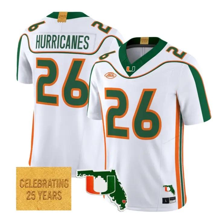 Hurricanes Jersey #26 Miami Hurricanes 2001 Throwback 2026 Vapor Stitched 3 Hurricanes Jersey #26 Miami Hurricanes 2001 Throwback 2026 Vapor Stitched by My Store NCAA Football Jerseys