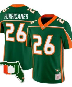 Hurricanes Jersey #26 Miami Hurricanes Throwback Florida Patch Stitched by My Store NCAA Football Jerseys
